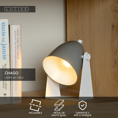 Lucide CHAGO - Lampe de table - 1xE14 - Gris